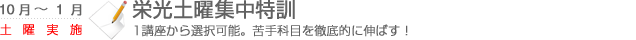 栄光土曜集中特訓　1講座から選択可能。苦手科目を徹底的に伸ばす！