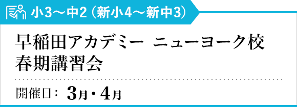 早稲田アカデミー ニューヨーク校 春期講習会