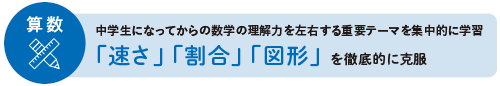 算数：中学生になってからの数学の理解力を左右する重要テーマを集中的に学習 「速さ」「割合」「図形」を徹底的に克服