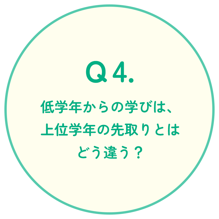 Q4. 低学年からの学びは、上位学年の先取りとはどう違う?