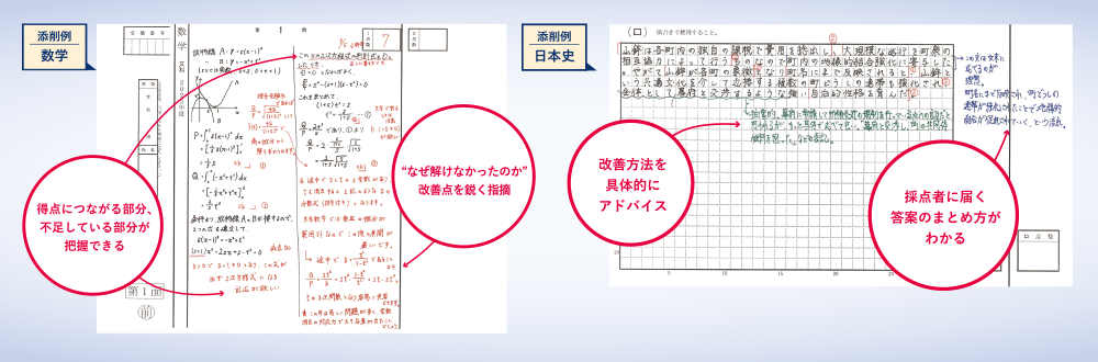 数学、日本史添削例