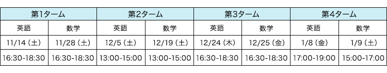 2026年「冬」の学校選択問題攻略講座／時間割例