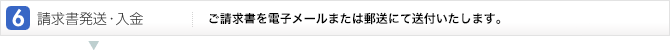 7.請求書発送・入金:ご請求書を電子メールにて送付いたします。