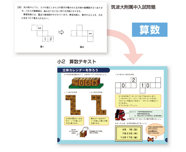 筑波大附属中入試問題 と 小学2年生 算数 テキスト