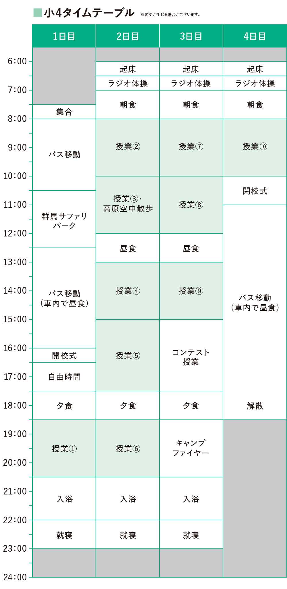 小4 タイムテーブル