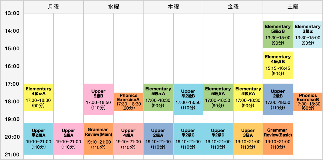 English ENGINE新百合ヶ丘タイムテーブル(2025年3月~2025年6月)