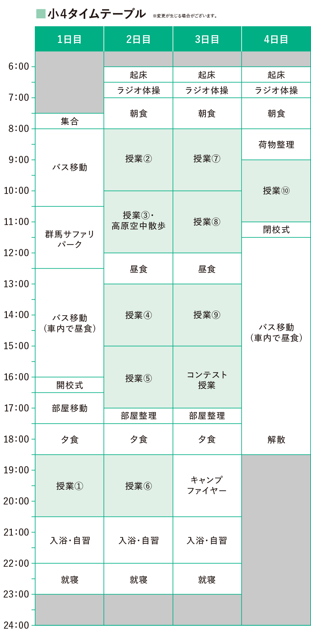 小4 タイムテーブル