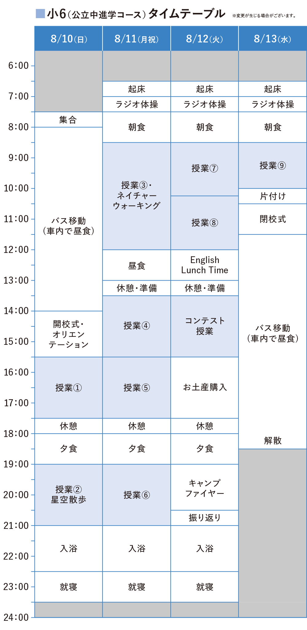 中1 タイムテーブル